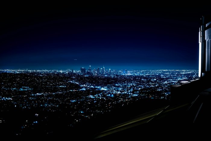 Night view of Los Angeles skyline from Griffith Observatory