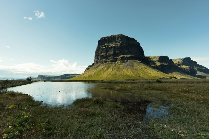 Lómagnúpur Mountain and Water Reflection in Iceland