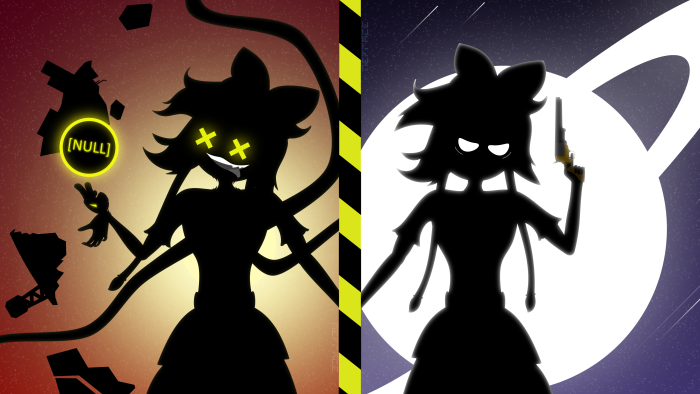 Cyn Silhouette Split Screen Art from Murder Drones
