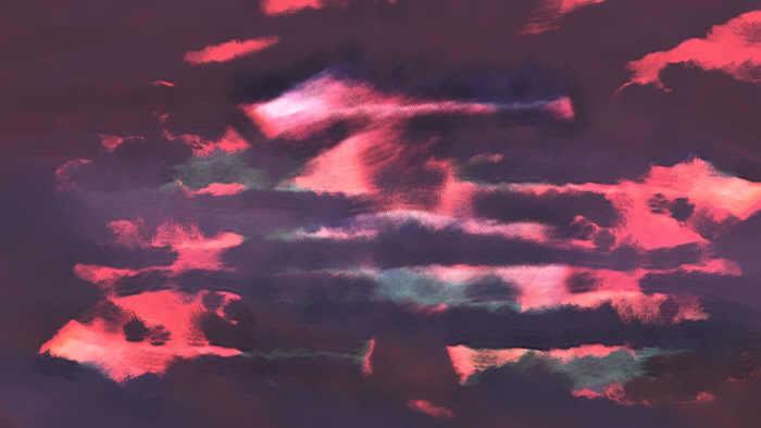 Digital painting of pink and purple clouds
