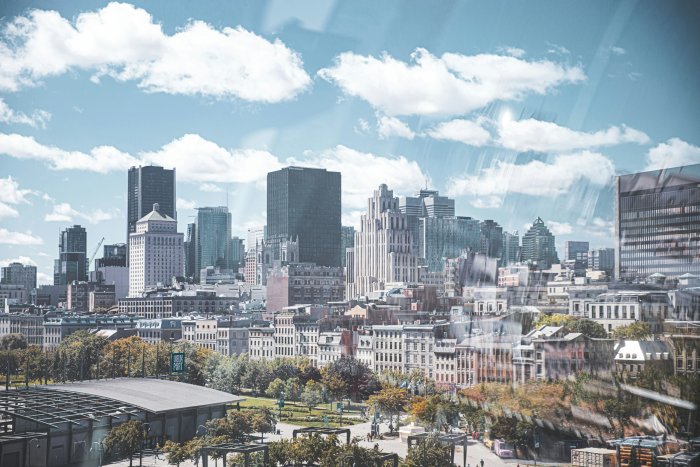 Panoramic View of Montreal Skyline and Old Port