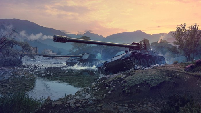 World of Tanks Armored Vehicles Crossing a River