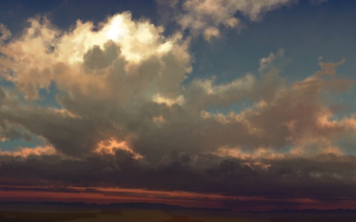 Digital Painting of Dramatic Sunset Clouds