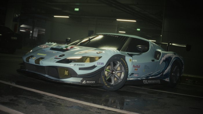 Ferrari 296 GT3 Race Car in Underground Parking