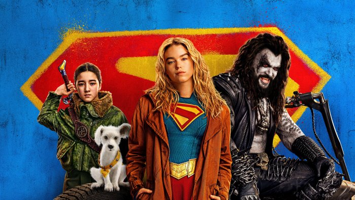 Supergirl, Ruthye, Krypto, and Lobo in Supergirl: Woman of Tomorrow