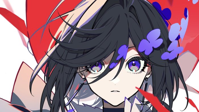 Anime Girl with Purple Eyes from The Ribbon Hero