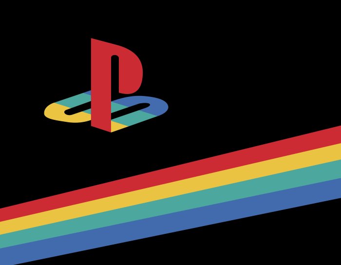 Classic PlayStation Logo with Retro Color Stripes