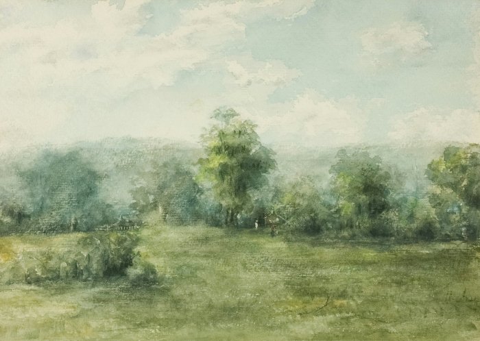 Watercolor Landscape Painting by George Inness
