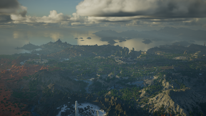 Aerial view of a massive custom Minecraft map