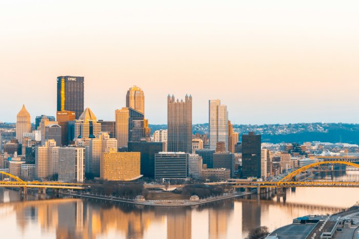 Pittsburgh Skyline and Bridges at Sunset