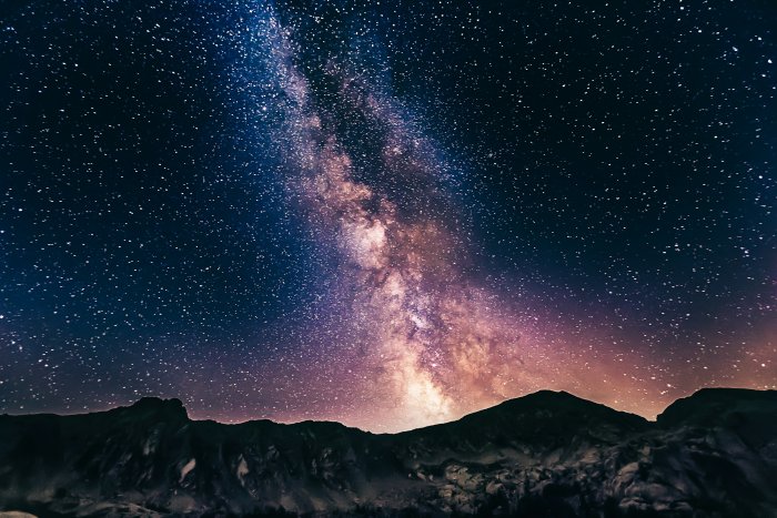 Milky Way Galaxy Over Mountain Range at Night