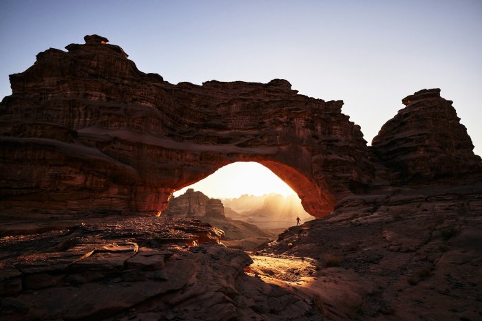 Natural rock arch in Hisma Desert Saudi Arabia