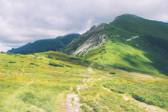 Green Mountain Ridge with Winding Dirt Path