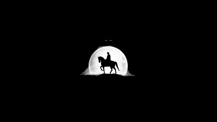 Silhouette of Mustafa Kemal Atatürk on Horseback Against Moon