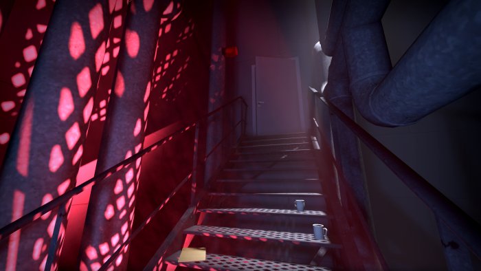 Industrial Stairwell with Coffee Mugs in The Stanley Parable