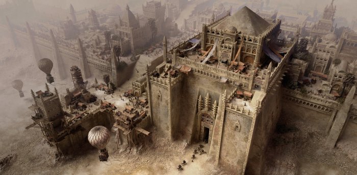 Ancient Desert City with Hot Air Balloons
