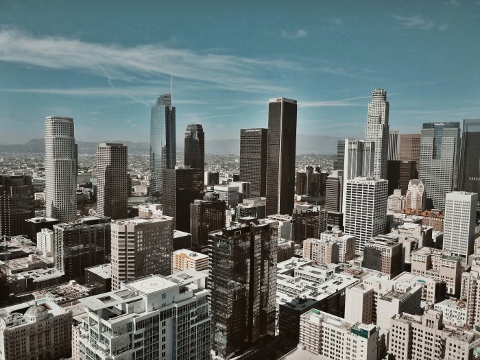Aerial View of Downtown Los Angeles Skyscrapers