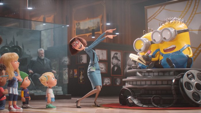 Minions and Museum Guide in Despicable Me