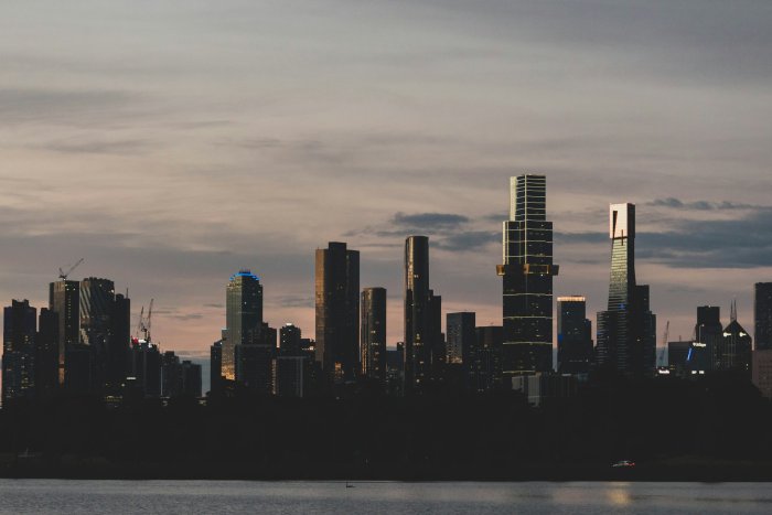 Melbourne City Skyline Over Albert Park Lake at Dusk