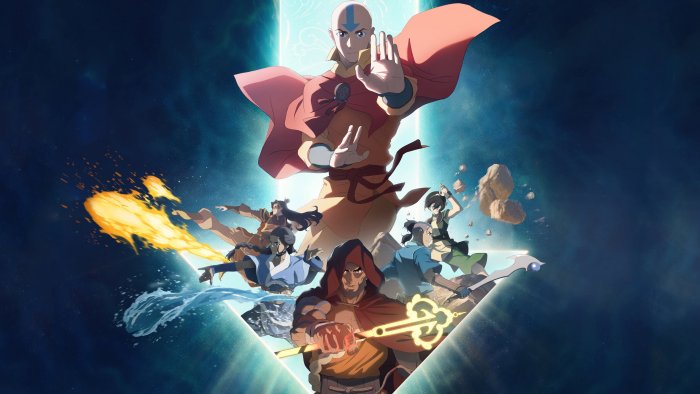 Adult Aang and the Gaang in Avatar The Last Airbender