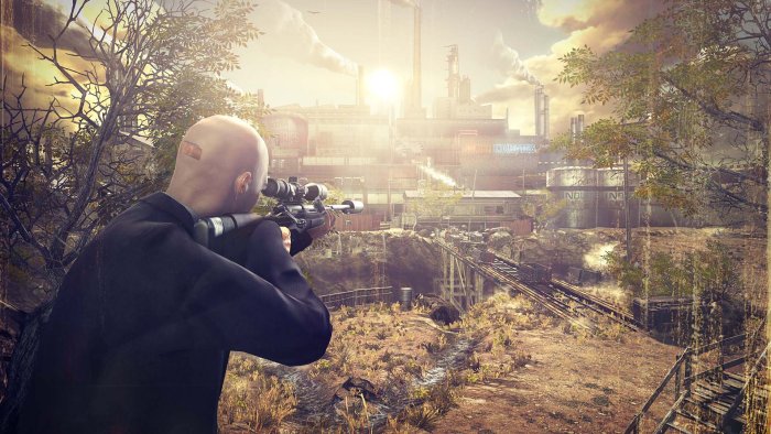 Agent 47 aiming sniper rifle in Hitman Absolution