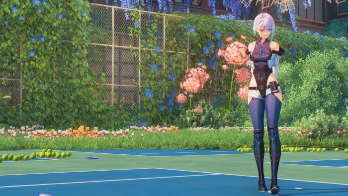 Lucy from Cyberpunk Edgerunners on a Tennis Court