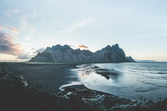 Vestrahorn Mountain and Black Sand Beach in Iceland