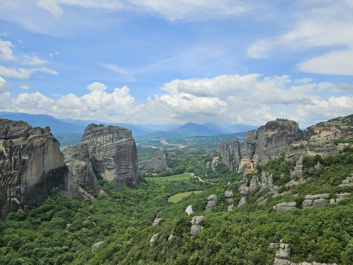 Meteora rock pillars and monasteries in Greece