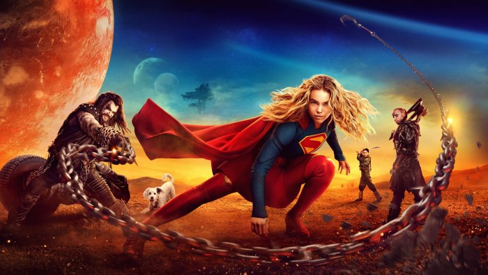 Supergirl, Lobo, and Krypto in Supergirl Woman of Tomorrow