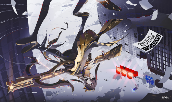 Anime Girl with Bunny Ears Falling Upside Down