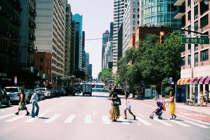 People Crossing a Street in New York City