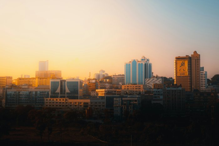 Kampala City Skyline Bathed in Golden Sunset Light