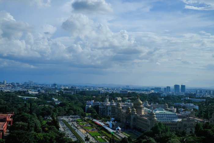 Aerial view of Vidhana Soudha in Bengaluru