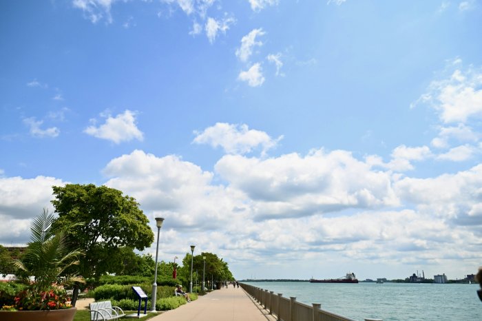 Detroit Riverwalk on a Sunny Day