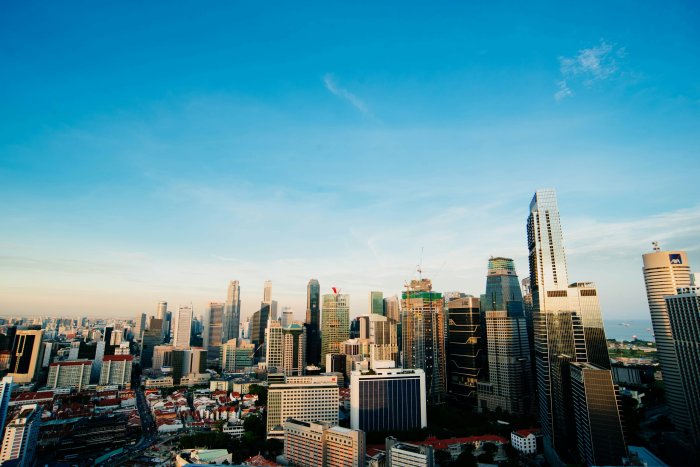 Singapore City Skyline with High Rise Buildings