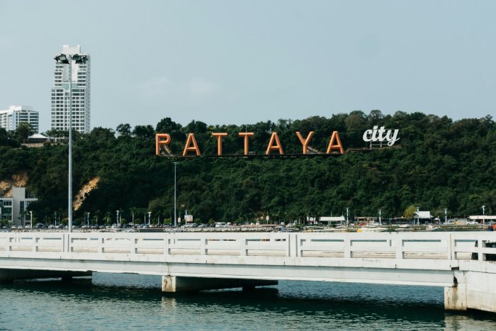 Pattaya City Sign on Hillside Behind Pier