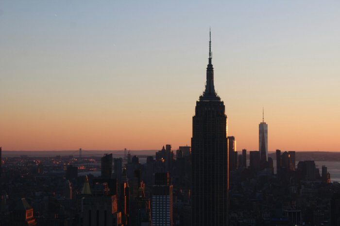 Empire State Building and New York Skyline at Sunset