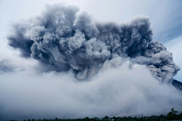 Massive Volcanic Eruption with Billowing Ash Cloud