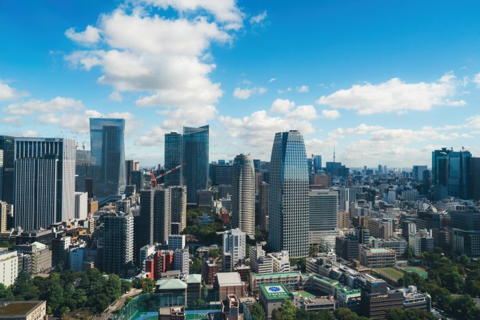 Aerial View of Tokyo City Skyline with Skyscrapers