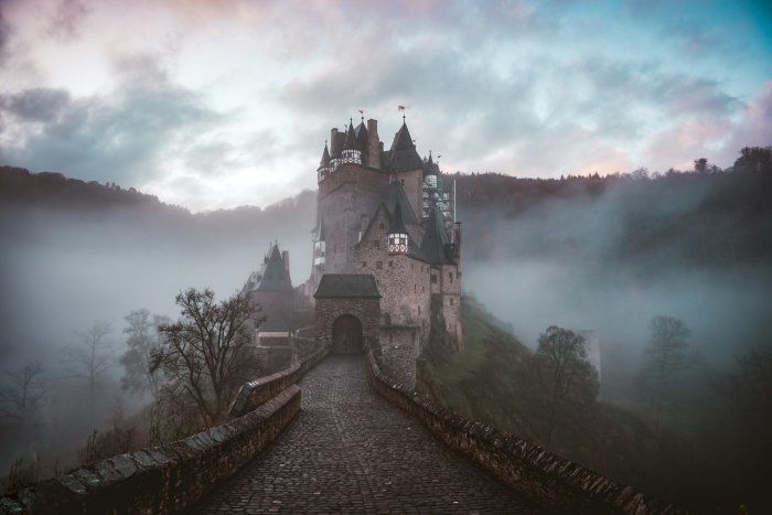 Burg Eltz Castle in Germany Shrouded in Fog
