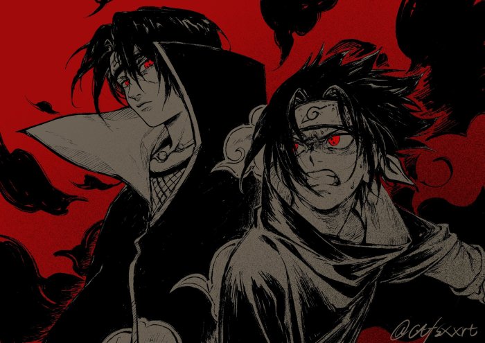Itachi and Sasuke Uchiha illustration from Naruto