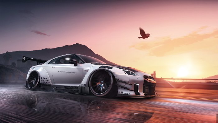 White Nissan GT-R Liberty Walk in Grand Theft Auto V