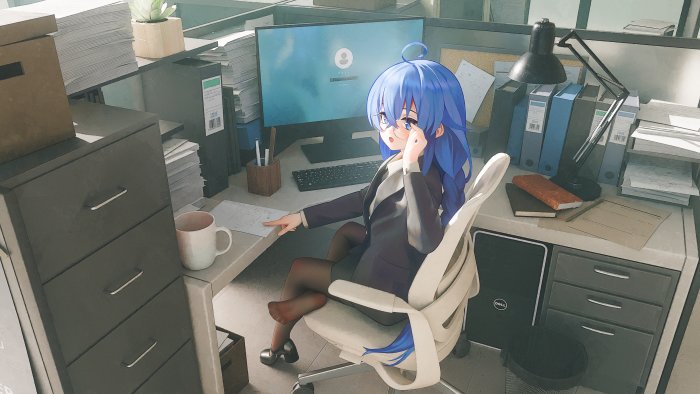Roxy Migurdia from Mushoku Tensei in an Office