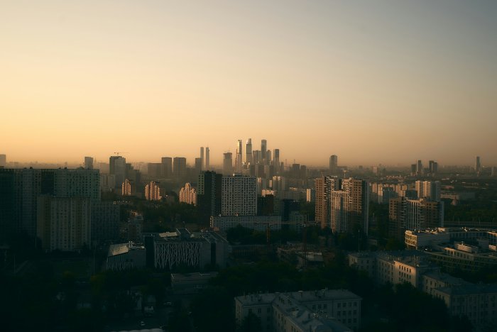 Sunrise over Moscow City Skyline