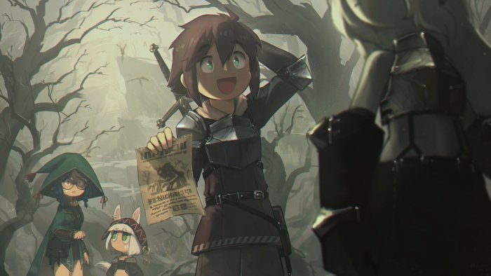 Adventurers Showing Quest Poster in Forest by Porforever