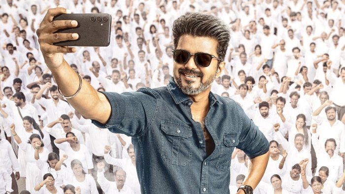 Thalapathy Vijay taking a selfie in Jana Nayagan