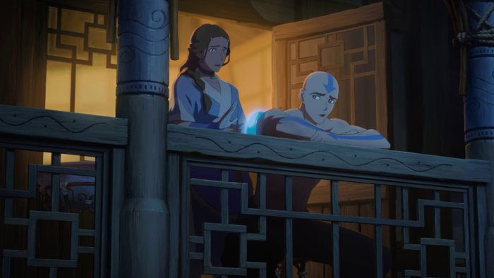 Aang and Katara in Avatar Aang: The Last Airbender