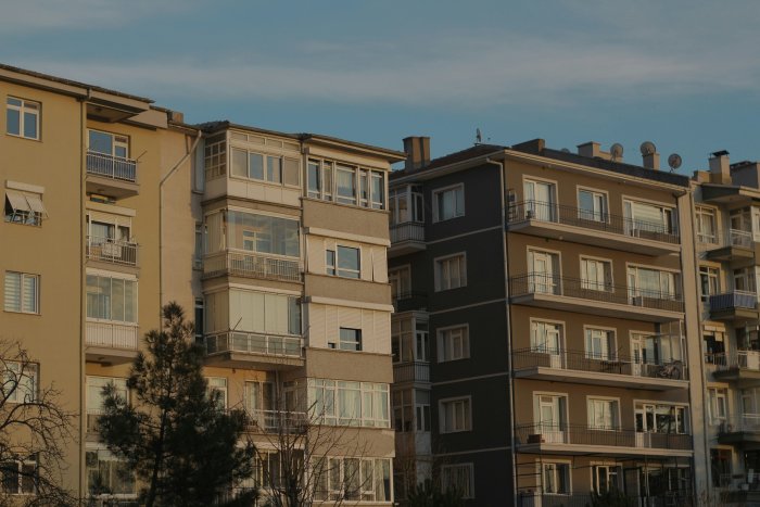 Multi-Story Apartment Buildings in Golden Hour Light