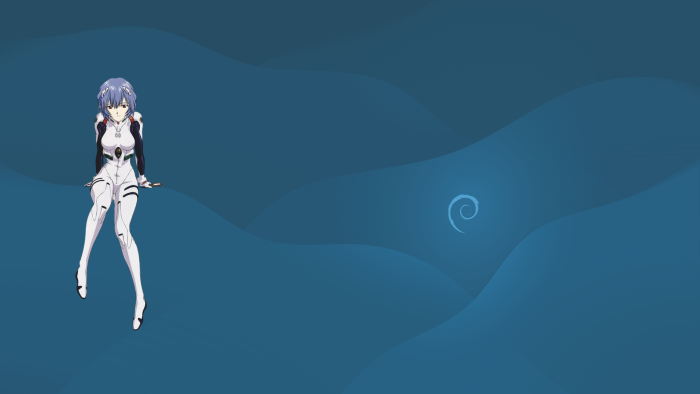 Rei Ayanami from Neon Genesis Evangelion with Debian Logo