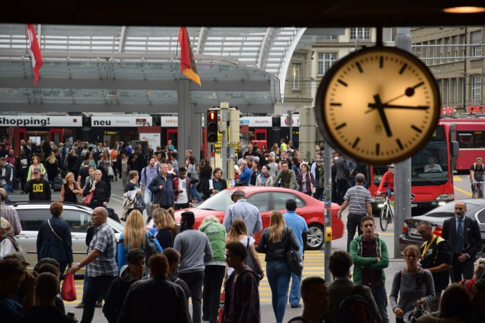 Rush Hour at Bern Main Station in Switzerland
